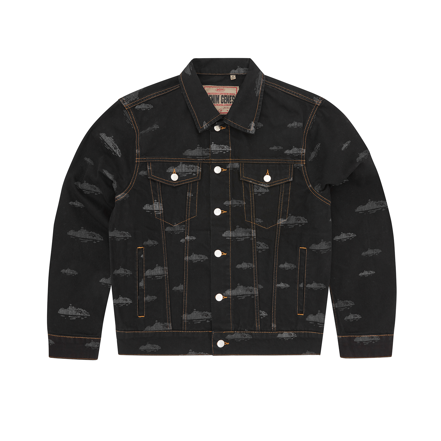 ALCATRAZ PATTERN DENIM JACKET [BLACK]