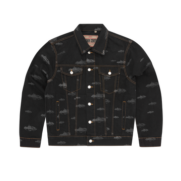 ALCATRAZ PATTERN DENIM JACKET [BLACK]