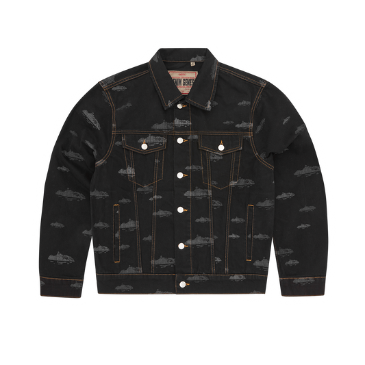 ALCATRAZ PATTERN DENIM JACKET [BLACK]