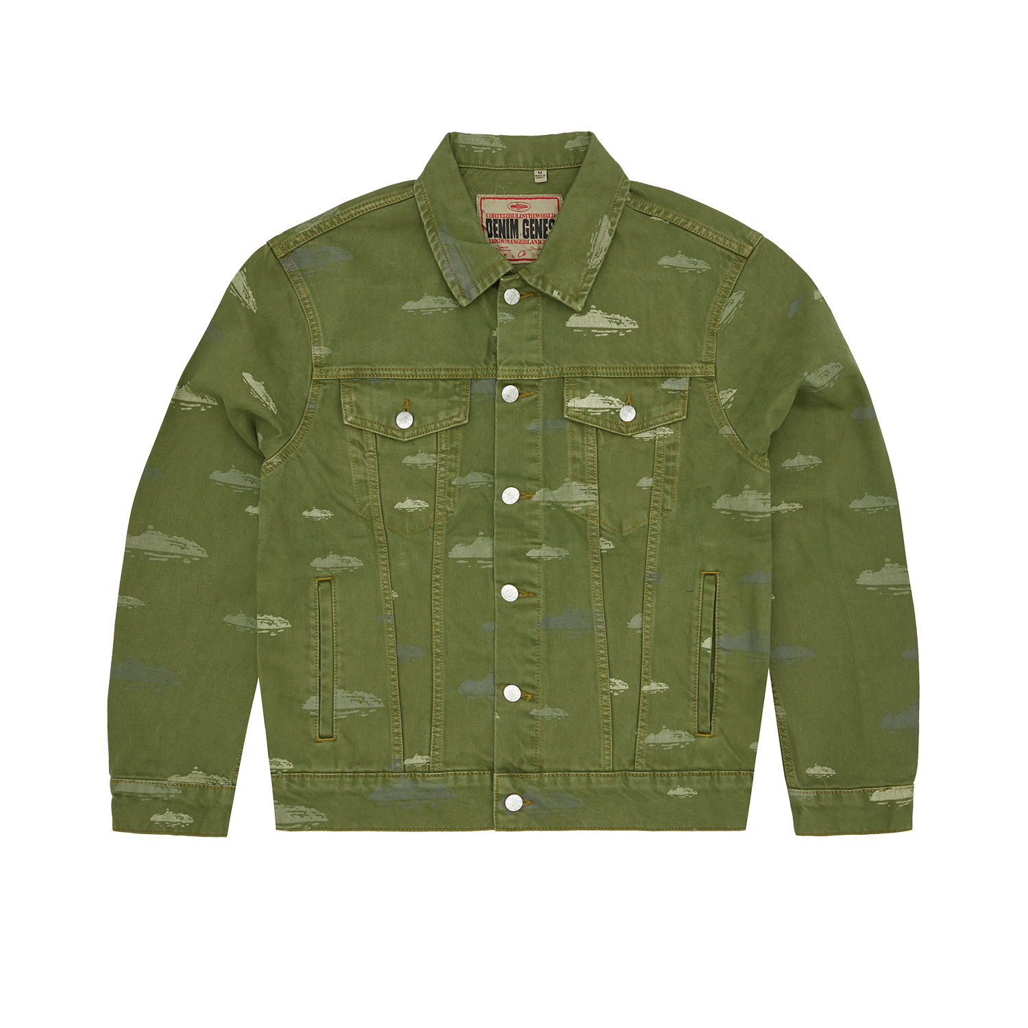 ALCATRAZ PATTERN DENIM JACKET [KHAKI]