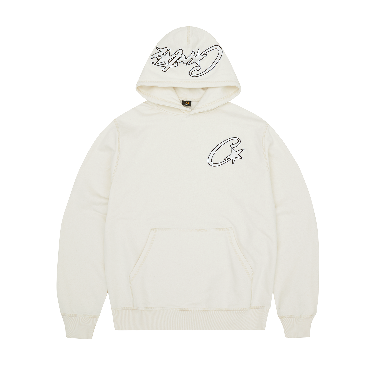 SATIN C STAR APPLIQUE HOODIE [OFF WHITE]