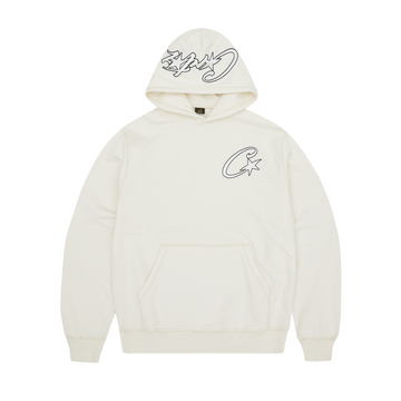 SATIN C STAR APPLIQUE HOODIE [OFF WHITE]