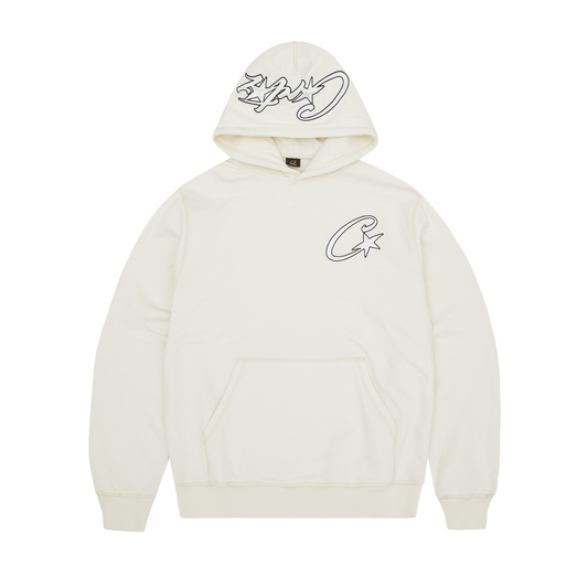 SATIN C STAR APPLIQUE HOODIE [OFF WHITE]