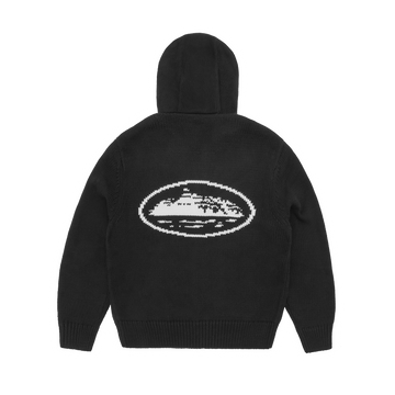 ALCATRAZ HEAVY KNIT ZIP HOODIE [BLACK]