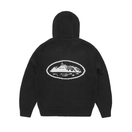 ALCATRAZ HEAVY KNIT ZIP HOODIE [BLACK]