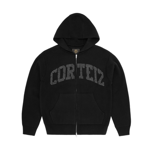 3M COLLEGE KNIT ZIP HOODIE  [BLACK]
