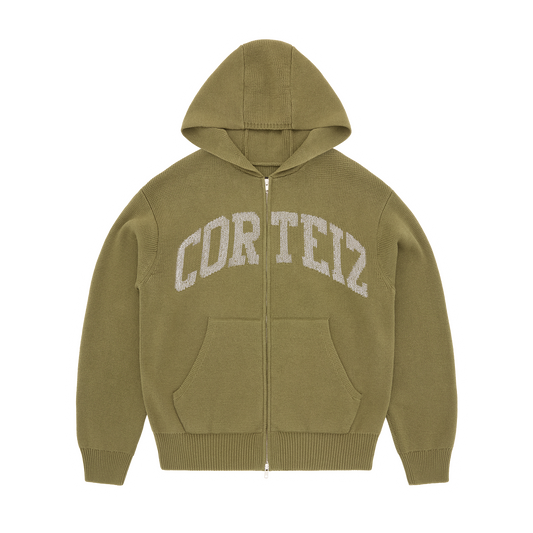 3M COLLEGE KNIT ZIP HOODIE [OLIVE]