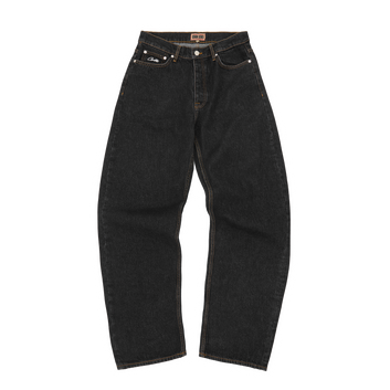 CREST CHAINSTITCH BAGGY JEANS [WASHED BLACK]