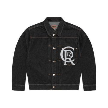 CREST CHAINSTITCH DENIM JACKET [WASHED BLACK]