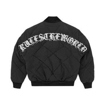 OLDE ENGLISH QUILTED BOMBER JACKET [BLACK]