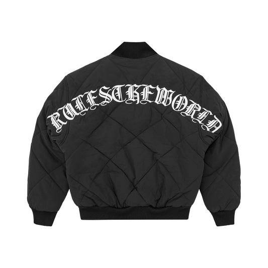 OLDE ENGLISH QUILTED BOMBER JACKET [BLACK]
