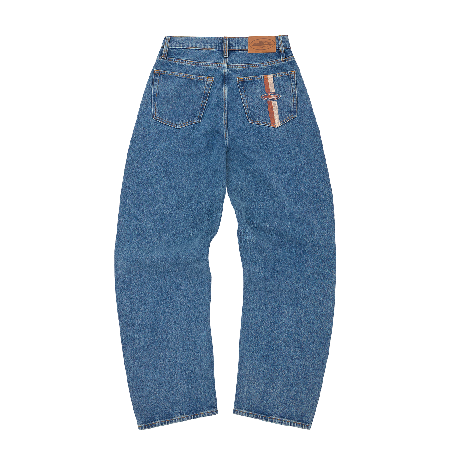 DUAL STRIPE BAGGY JEANS [MIDWASH]