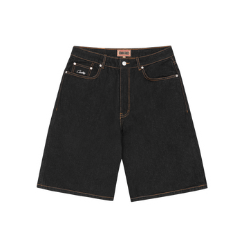 DUAL STRIPE DENIM SHORT [WASHED BLACK]