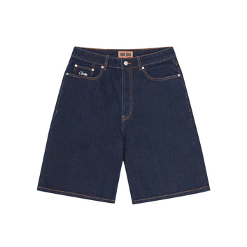 DUAL STRIPE DENIM SHORT [WASHED INDIGO]