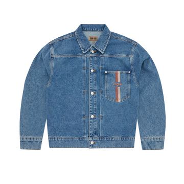 DUAL STRIPE DENIM JACKET [MIDWASH]