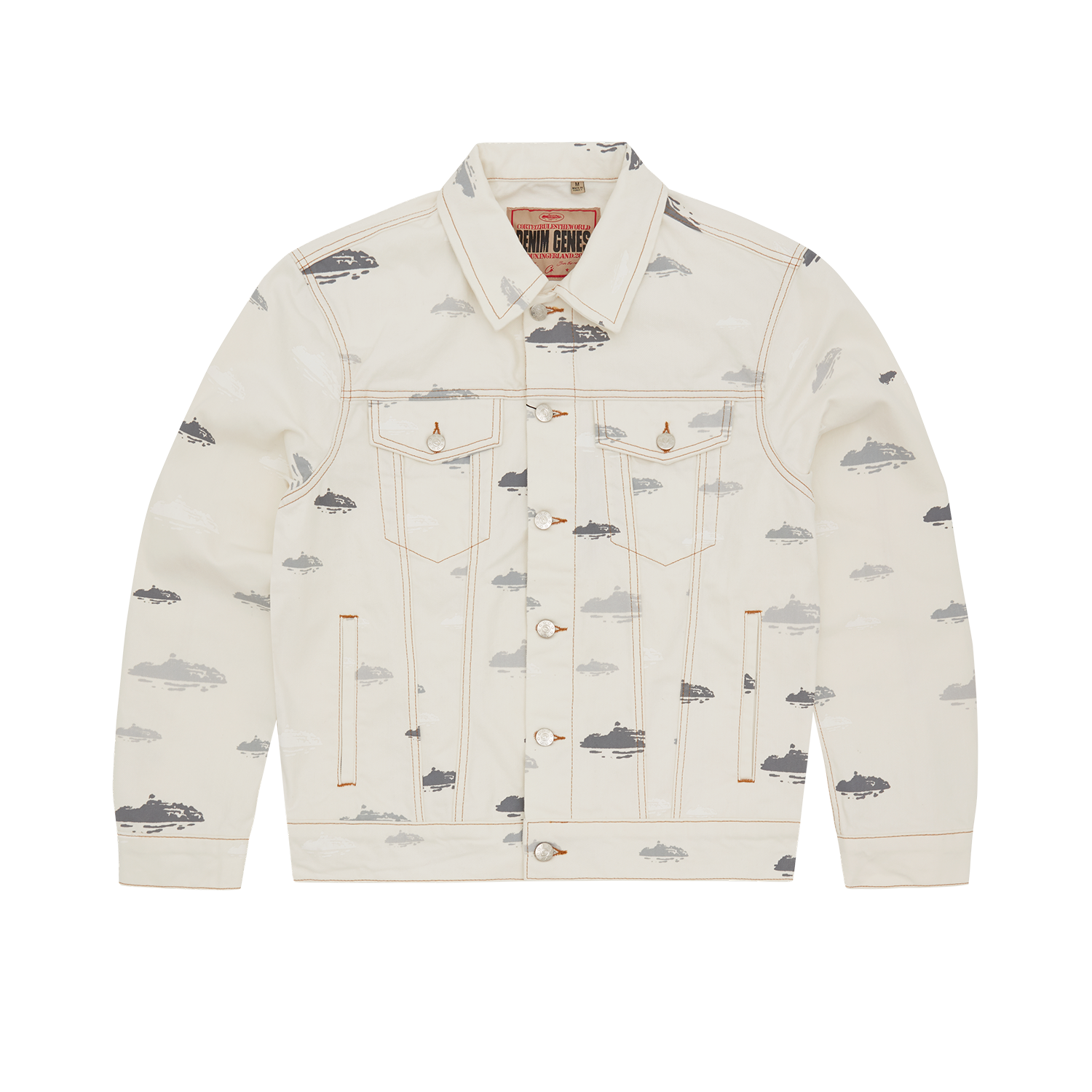ALCATRAZ PATTERN DENIM JACKET [WHITE]