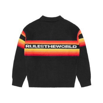 GRADIENT HALF KNIT ZIP PULLOVER [BLACK]