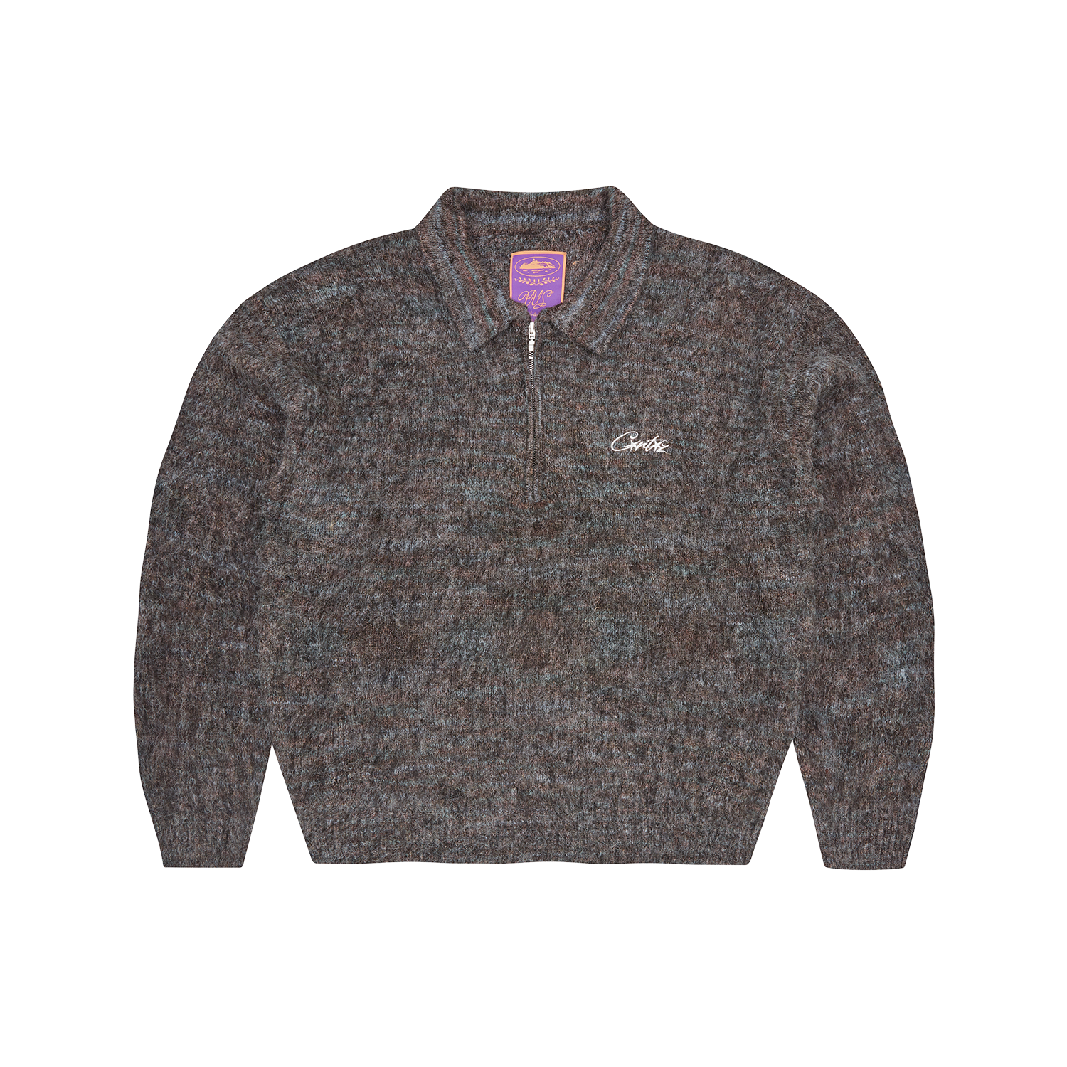 MIXED KNIT HALF ZIP [BLACK MELANGE]