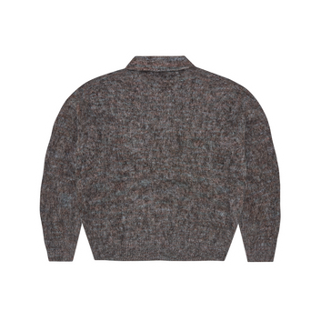 MIXED KNIT HALF ZIP [BLACK MELANGE]