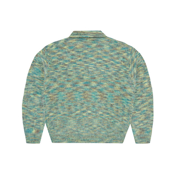 MIXED KNIT HALF ZIP [GREEN MELANGE]