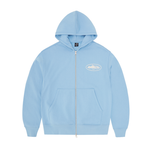 ISLAND PUFF PRINT ZIP HOODIE [BABY BLUE]