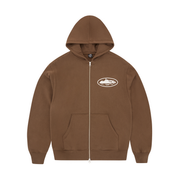 ISLAND PUFF PRINT ZIP HOODIE [BROWN]