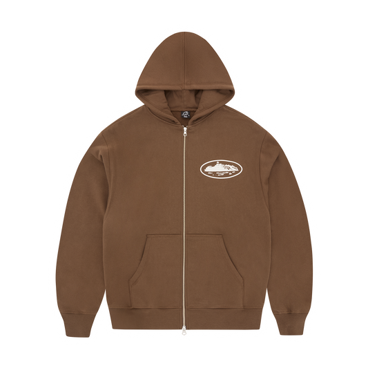 ISLAND PUFF PRINT ZIP HOODIE [BROWN]