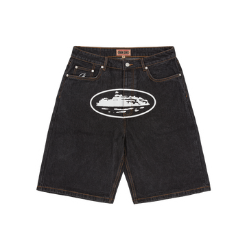 ISLAND BAGGY DENIM SHORT [WASHED BLACK]