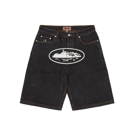 ISLAND BAGGY DENIM SHORT [WASHED BLACK]