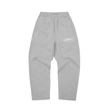 ISLAND PUFF PRINT OPEN HEM SWEATPANT [HEATHER GREY]