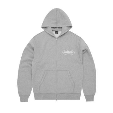 ISLAND PUFF PRINT ZIP HOODIE [HEATHER GREY]