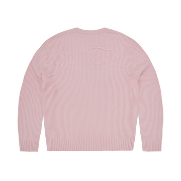 CROCHET APPLIQUE KNIT CREW [PINK]