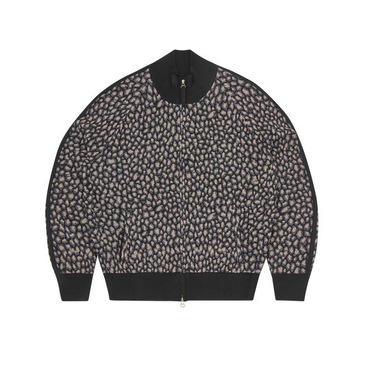 VVS LEOPARD KNIT ZIP UP [BLACK]