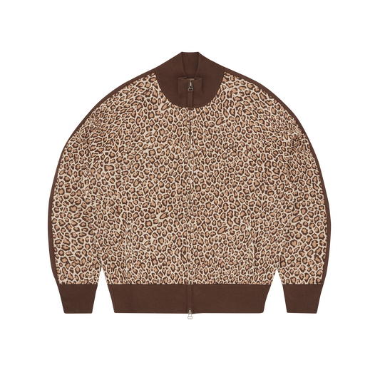 VVS LEOPARD KNIT ZIP UP [BROWN]
