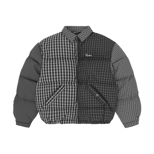 COLLAR BOLO DOWN JACKET [BLACK PLAID]