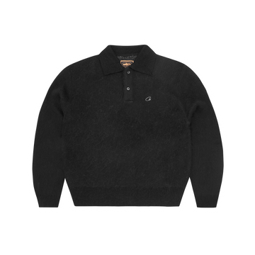 MOHAIR FUZZY COLLAR SWEATER [BLACK & GREY]