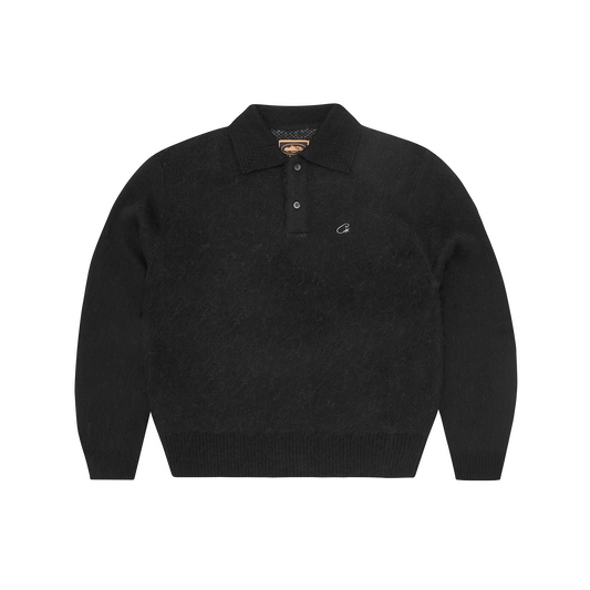 MOHAIR FUZZY COLLAR SWEATER [BLACK & GREY]