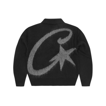 MOHAIR FUZZY COLLAR SWEATER [BLACK & GREY]