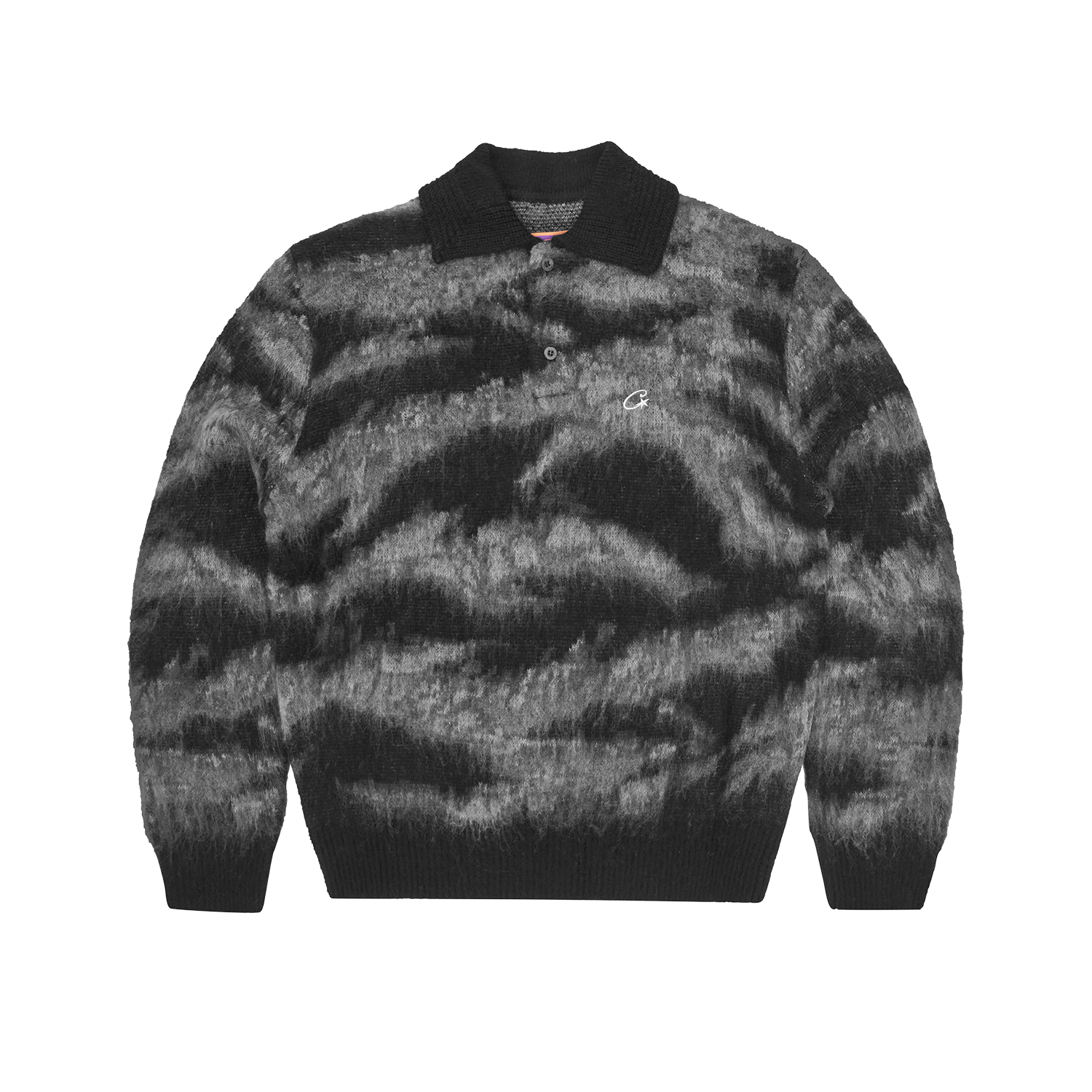 MOHAIR FUZZY COLLAR SWEATER [BLACK CAMO]