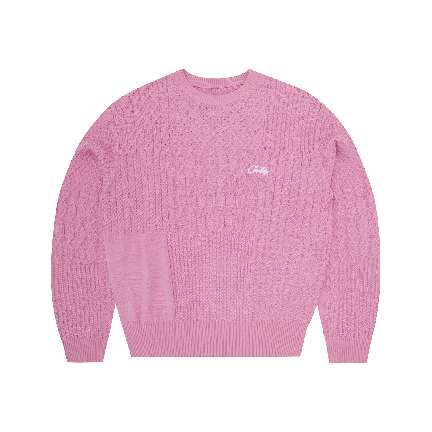 PANELED MULTI KNIT SWEATER [PINK]