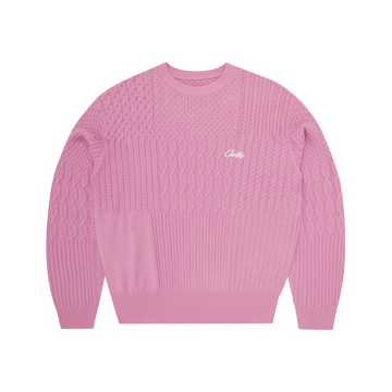 PANELED MULTI KNIT SWEATER [PINK]