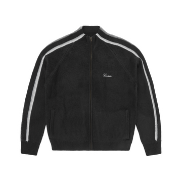 MULTI STRIPE KNIT ZIP UP [BLACK]
