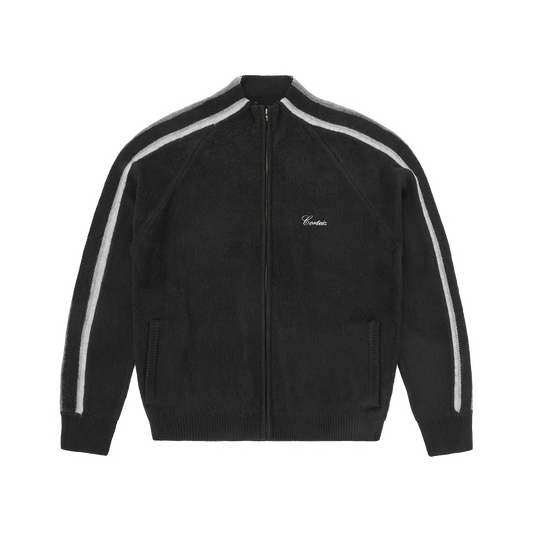 MULTI STRIPE KNIT ZIP UP [BLACK]