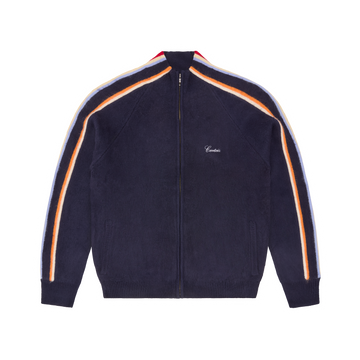 MULTI STRIPE KNIT ZIP UP [NAVY]