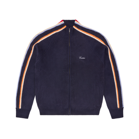 MULTI STRIPE KNIT ZIP UP [NAVY]