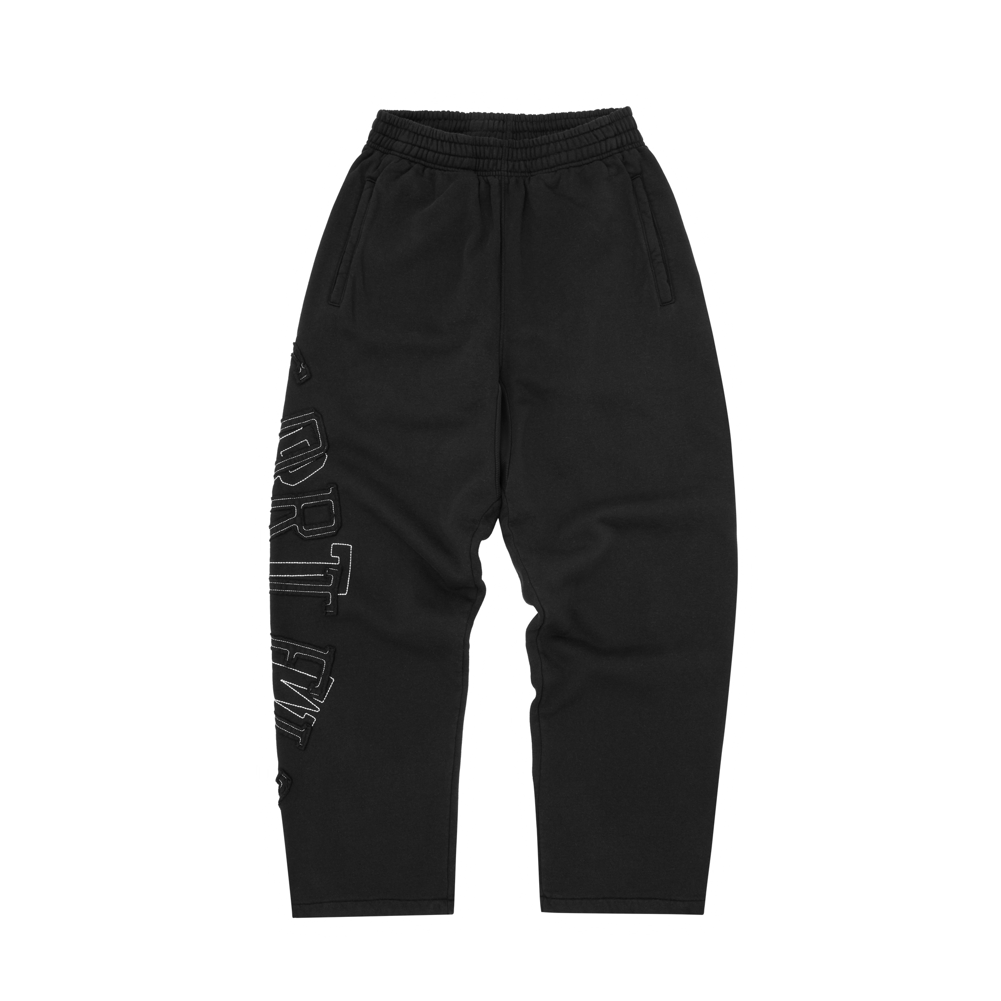 LUNDUN STITCH OPEN HEM SWEATPANT [TRIPLE BLACK]