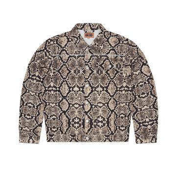 SNAKESKIN DENIM WORKWEAR  JACKET [BLACK/BEIGE]
