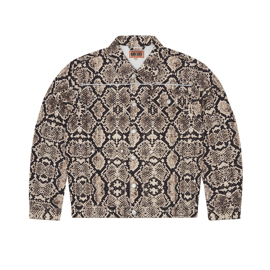 SNAKESKIN DENIM WORKWEAR  JACKET [BLACK/BEIGE]