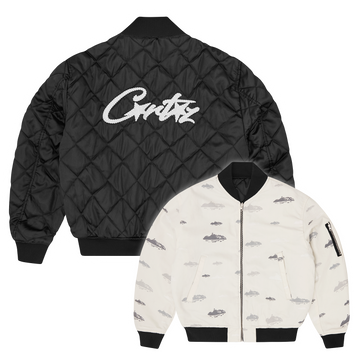 ISLAND PATTERN REVERSIBLE BOMBER [OFF WHITE]